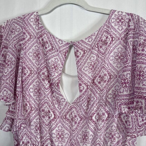 Women’s Torrid Pink Print Knee Length Elastic Waist Dress Size 0/L/12 Preowned - Picture 13 of 13